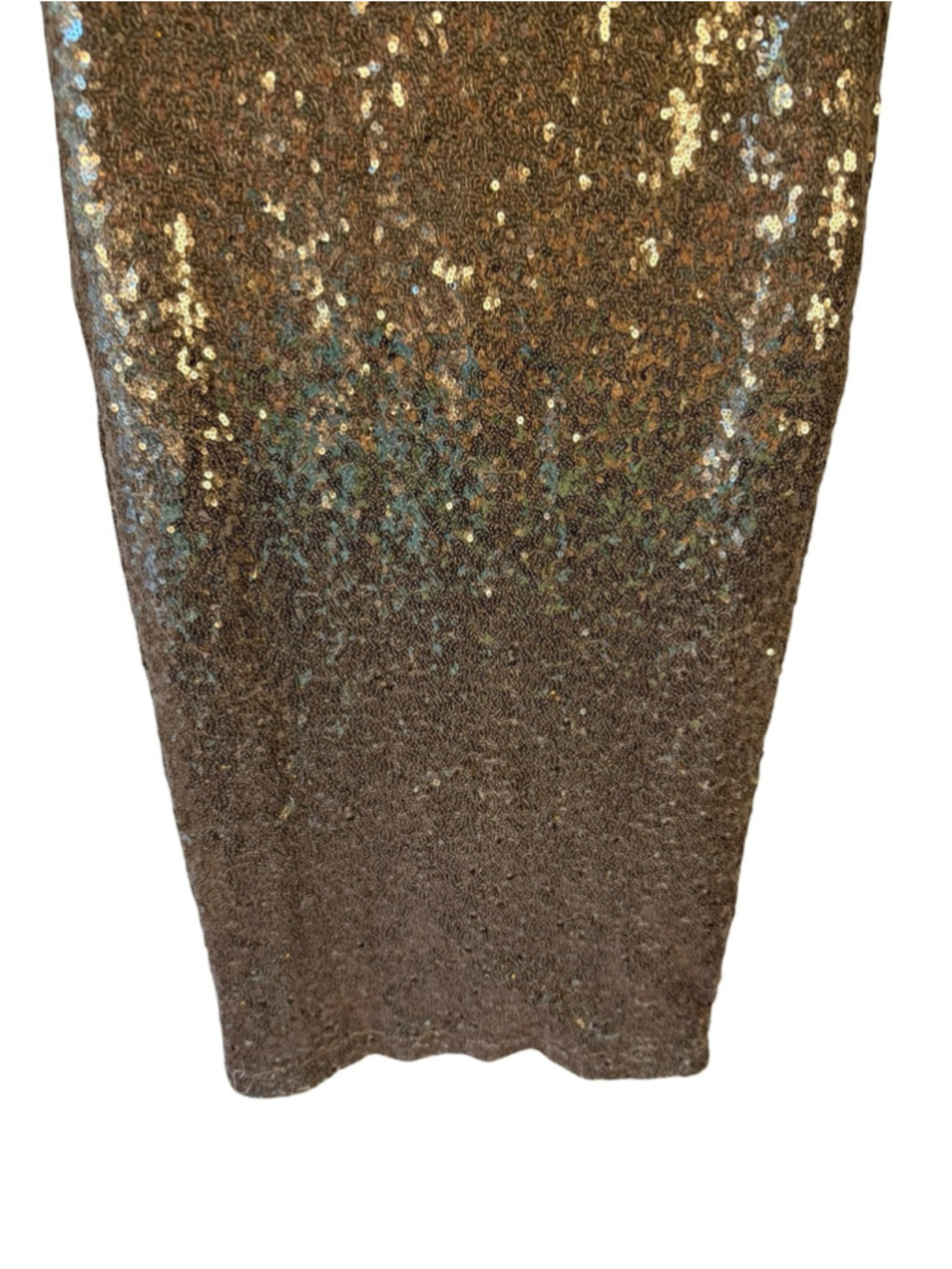 Revamped Gold Sequin Midi Pencil Skirt Size L Holiday Festive Cocktail Wedding - Picture 12 of 13